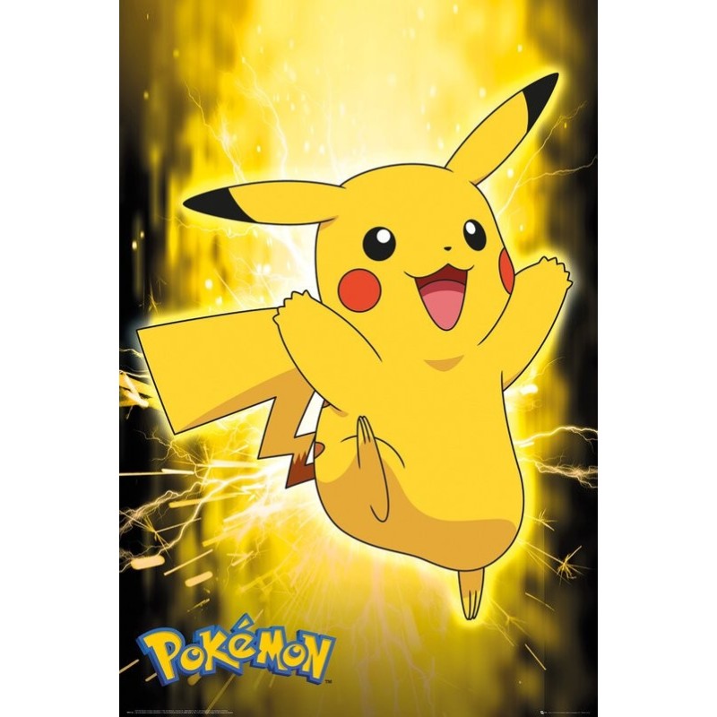 Poster - Pikachu néon - Pokemon - Roulé  filmé