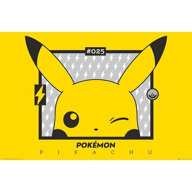 Poster - Pikachu Clin d'Oeil - Pokemon - Roulé  filmé