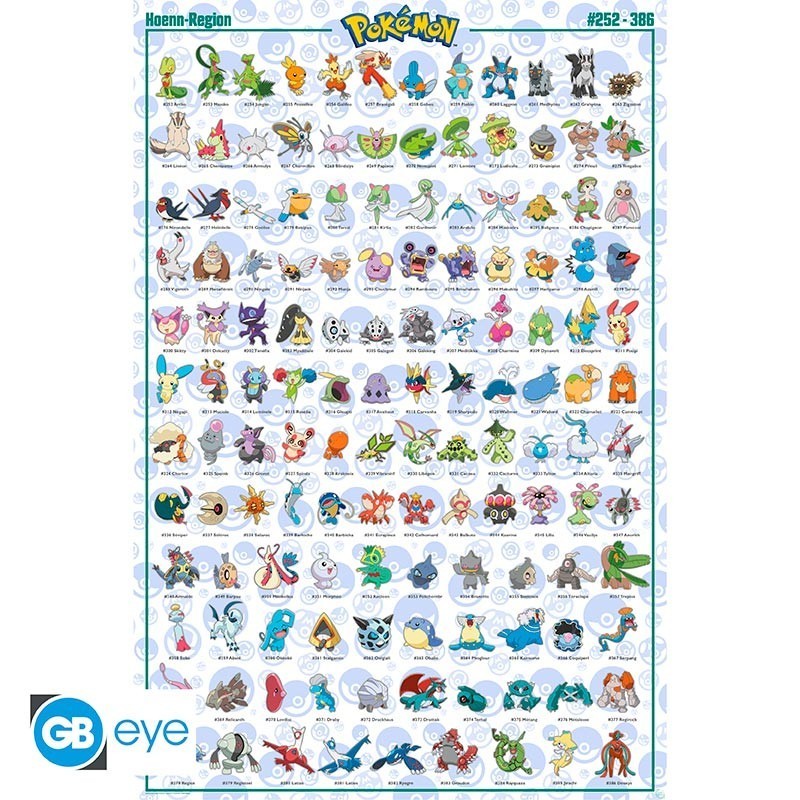 Poster - Hoenn Pokedex FR - Pokemon - Roulé  filmé