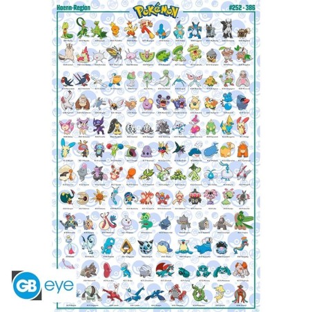 Poster - Hoenn Pokedex FR - Pokemon - Roulé  filmé