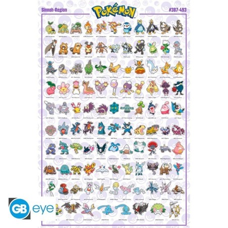 Poster - Sinnoh Pokedex FR - Pokemon  - Roulé  filmé