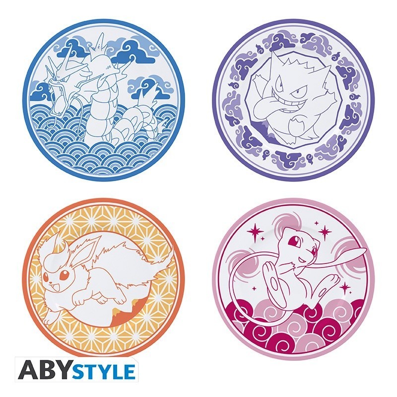 Set de 4 Assiettes - Style japonais - Pokemon